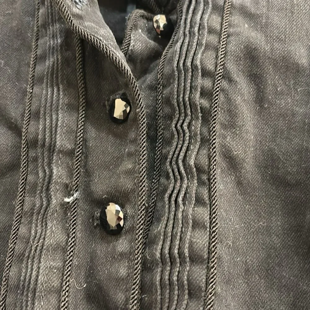 Ralph Lauren black denim woman's jacket w velvet at the collar/sparkly buttons - Picture 6 of 16